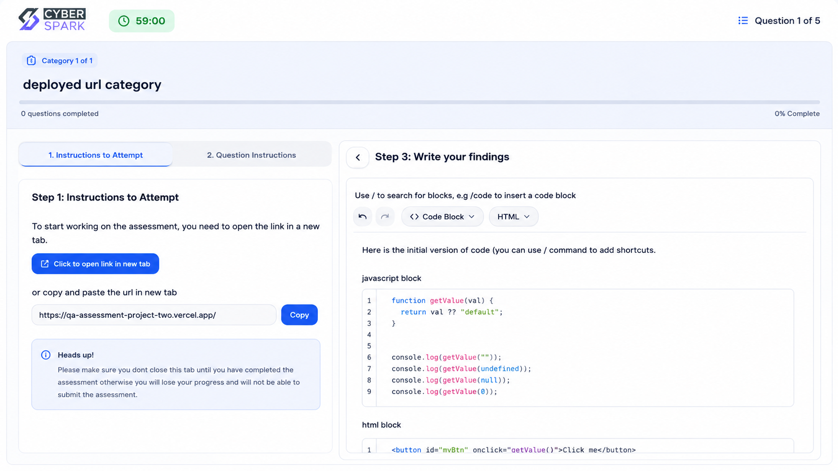 SparkTalent Deployed URL Testing